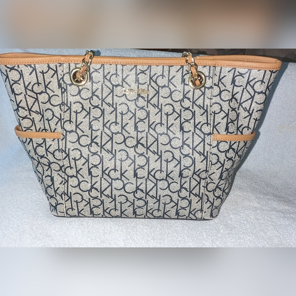Calvin Klein signature logo tote bag.